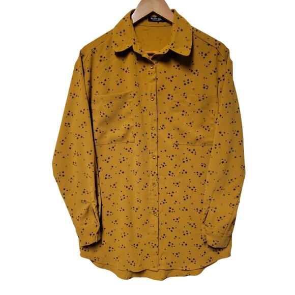 Nasty Gal Movie Star Oversized Shirt Celestial Stars Transitional Festival Sz S - Picture 1 of 7